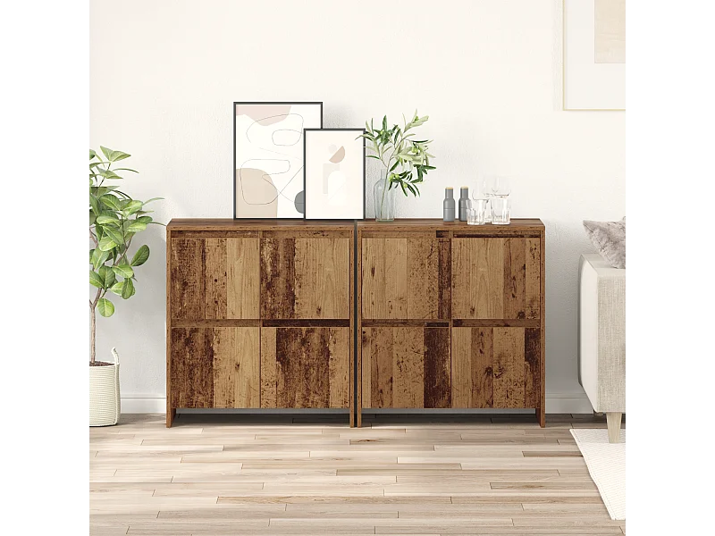 Buffet | Bahut | Meuble de rangement 2 pcs Bois ancien 70 x 41 x 75 cm Bois d'ingénierie