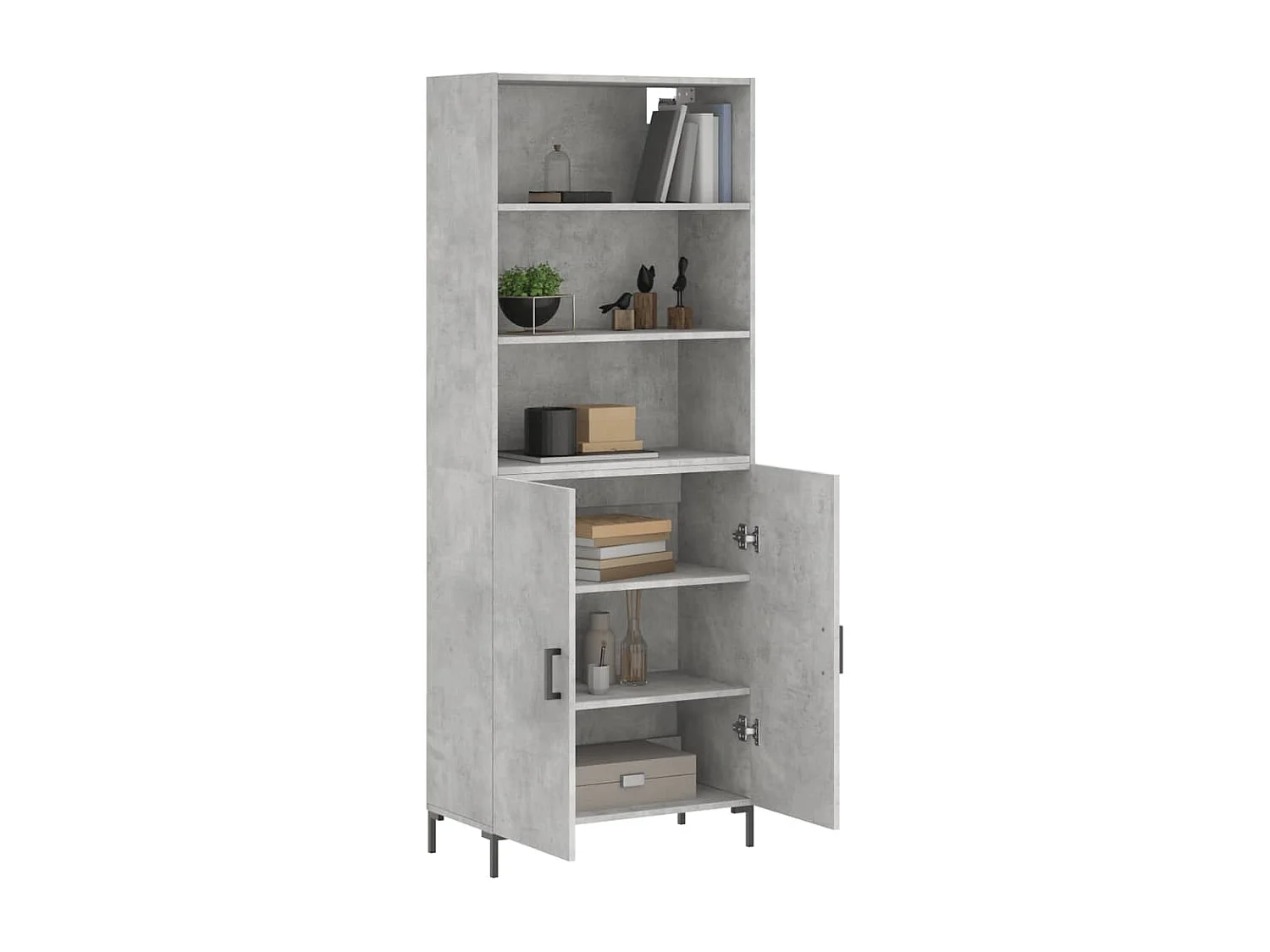 Buffet | Bahut | Meuble de rangement haut Gris béton 69,5x34x180 cm Bois d'ingénierie