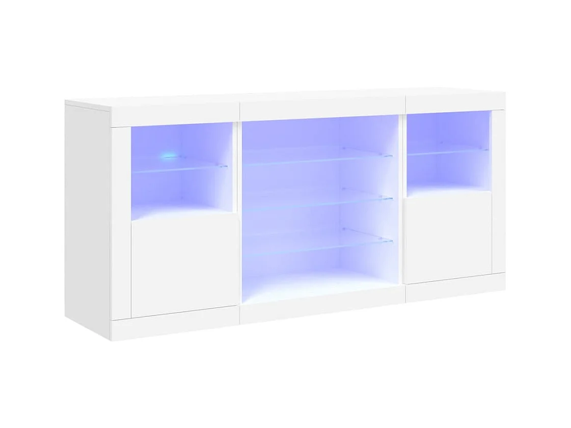 Credenza | Buffet | Armadio con Luci LED Bianca 142,5x37x67 cm