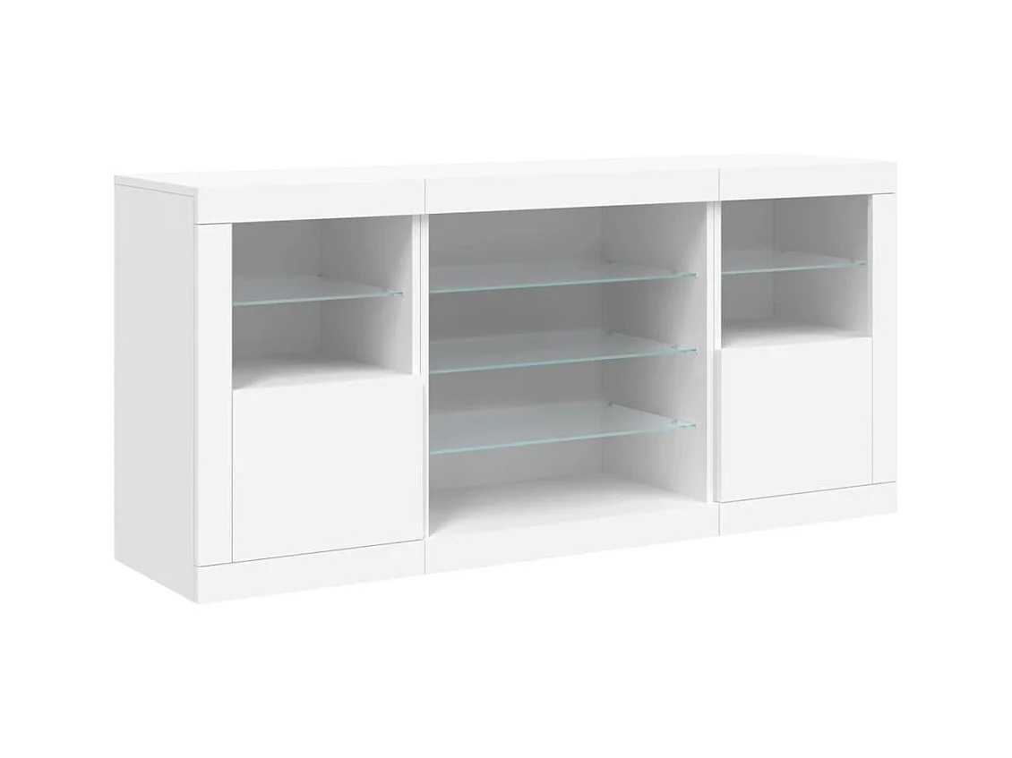 Credenza | Buffet | Armadio con Luci LED Bianca 142,5x37x67 cm