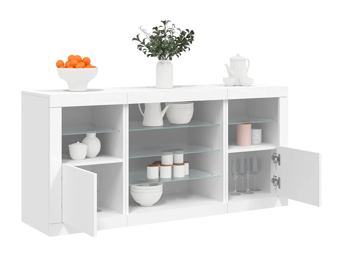 Credenza | Buffet | Armadio con Luci LED Bianca 142,5x37x67 cm