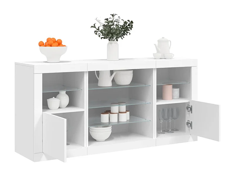 Credenza | Buffet | Armadio con Luci LED Bianca 142,5x37x67 cm