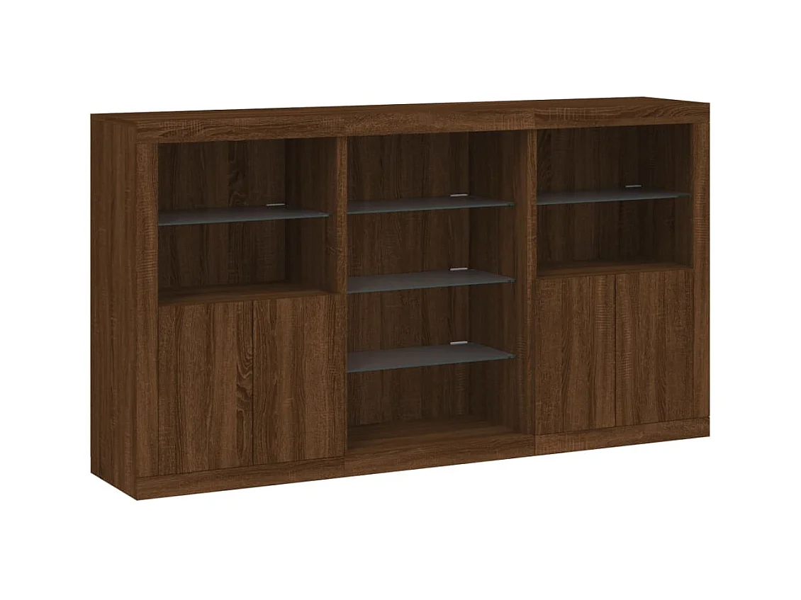 Buffet | Bahut | Meuble de rangement avec lumières LED chêne marron 181,5x37x100 cm