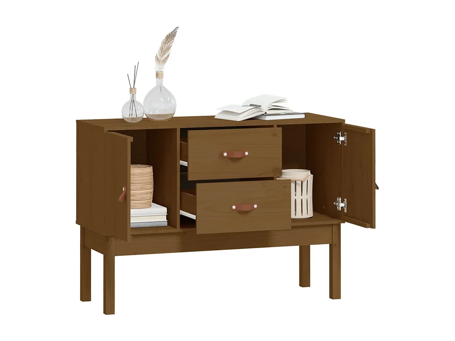 Buffet | Bahut | Meuble de rangement Marron miel 110x40x78 cm Bois massif de pin