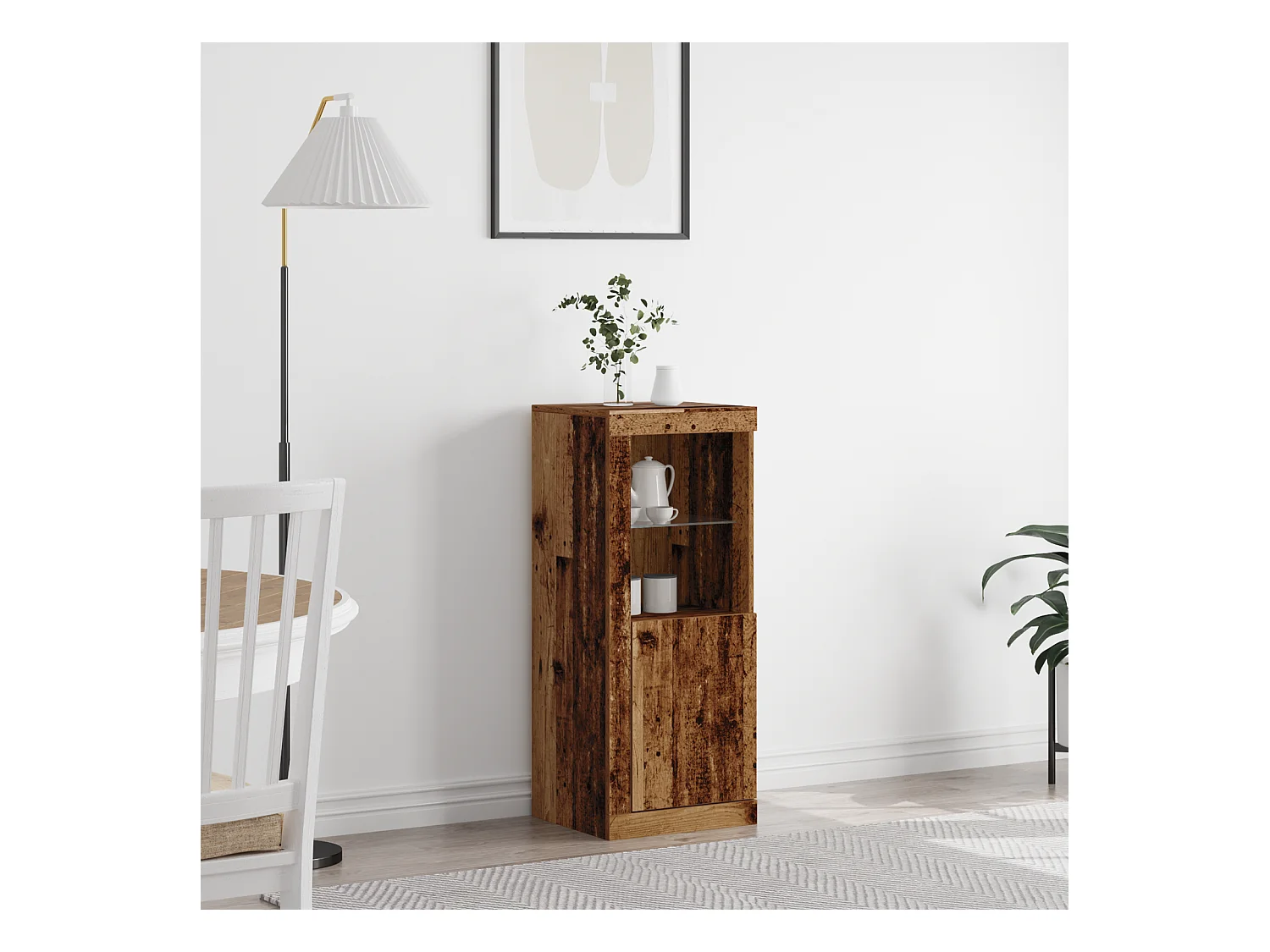 Buffet | Bahut | Meuble de rangement avec lumières LED en vieux bois 41x37x100 cm