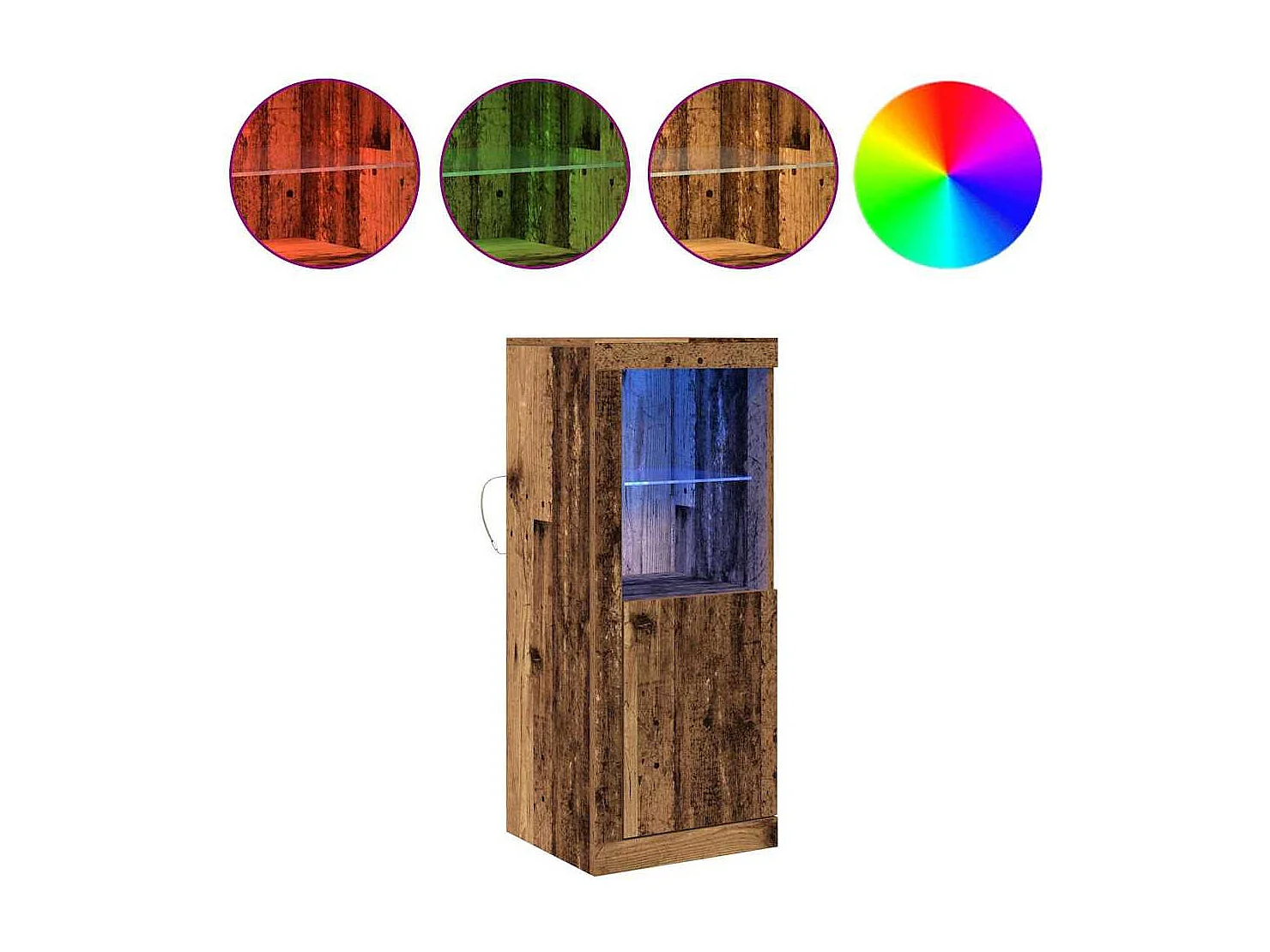 Buffet | Bahut | Meuble de rangement avec lumières LED en vieux bois 41x37x100 cm