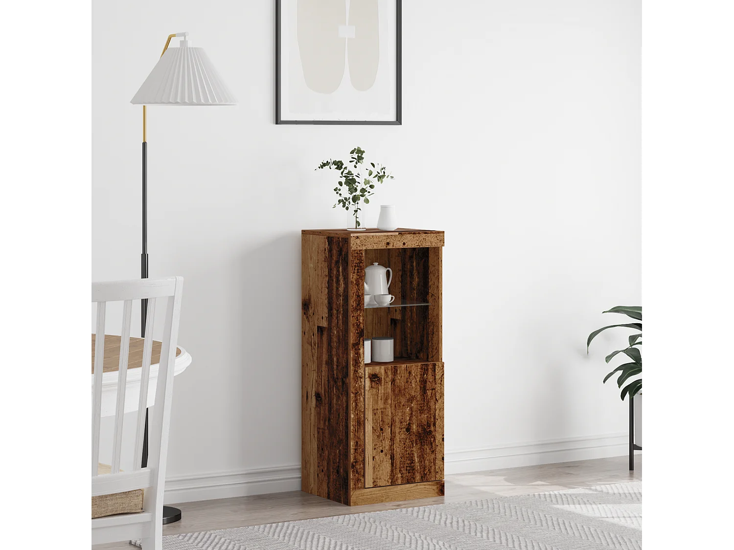 Buffet | Bahut | Meuble de rangement avec lumières LED en vieux bois 41x37x100 cm