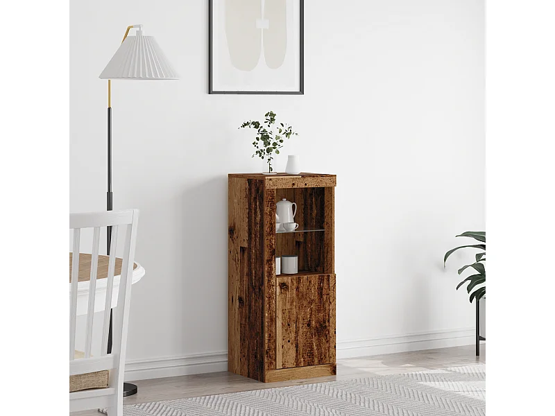 Buffet | Bahut | Meuble de rangement avec lumières LED en vieux bois 41x37x100 cm