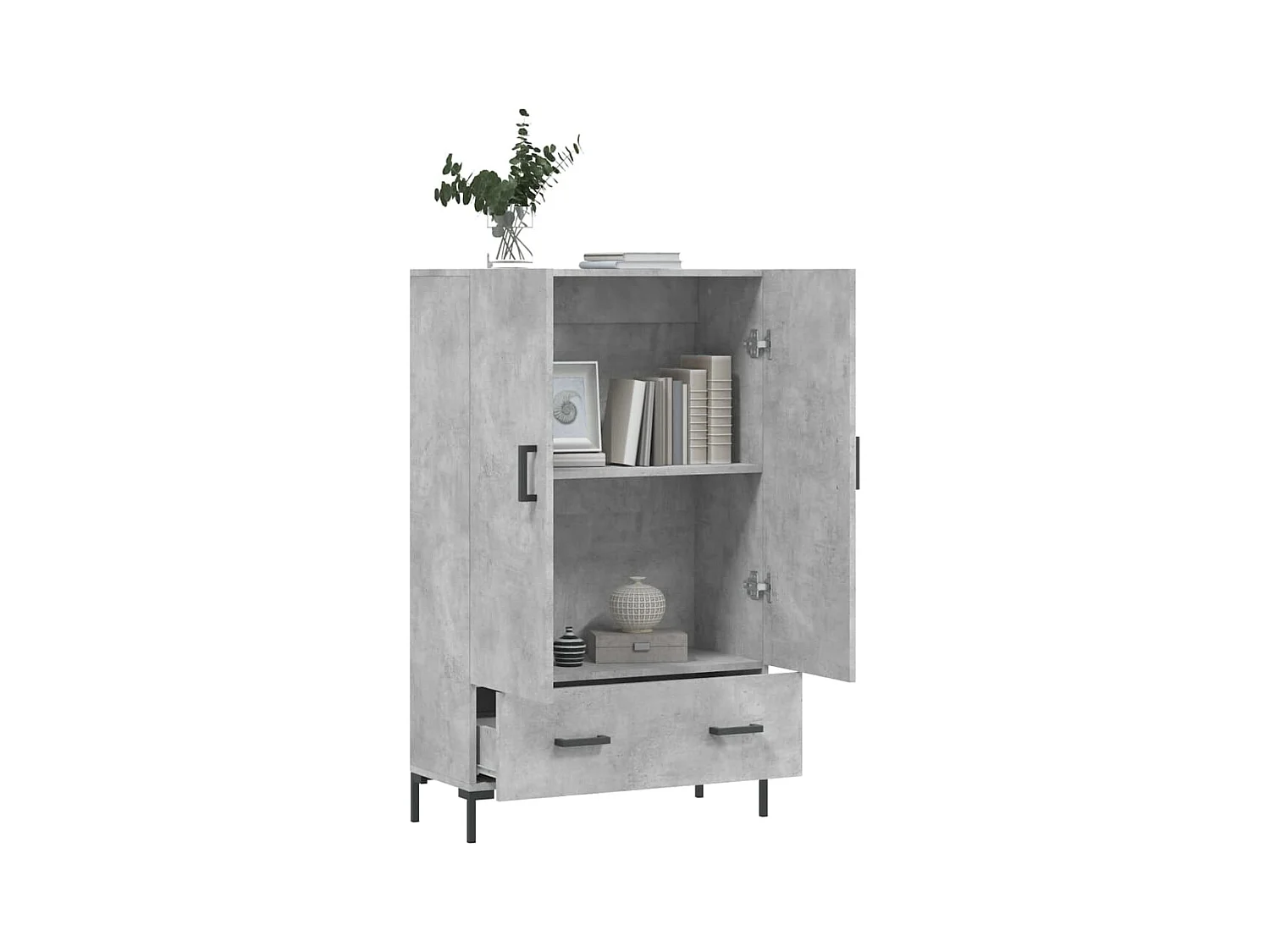 Buffet | Bahut | Meuble de rangement haut gris béton 69,5x31x115 cm bois d'ingénierie