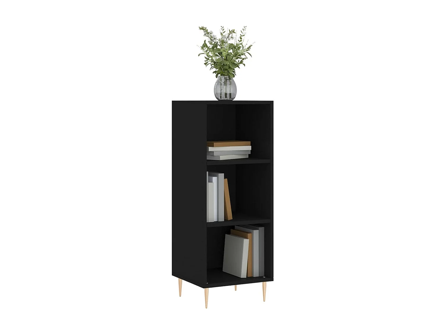 Buffet | Bahut | Meuble de rangement noir 34,5x32,5x90 cm bois d'ingénierie
