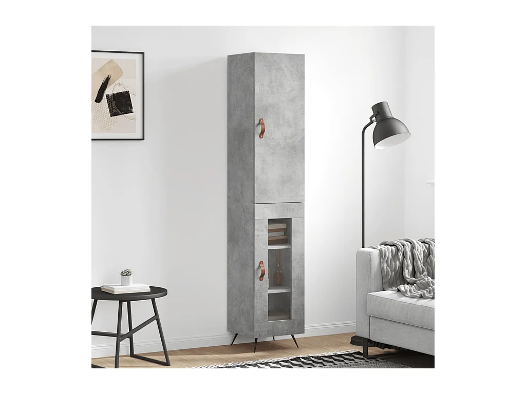 Credenza | Buffet | Armadio Grigio Cemento 34,5x34x180 cm in Legno Multistrato