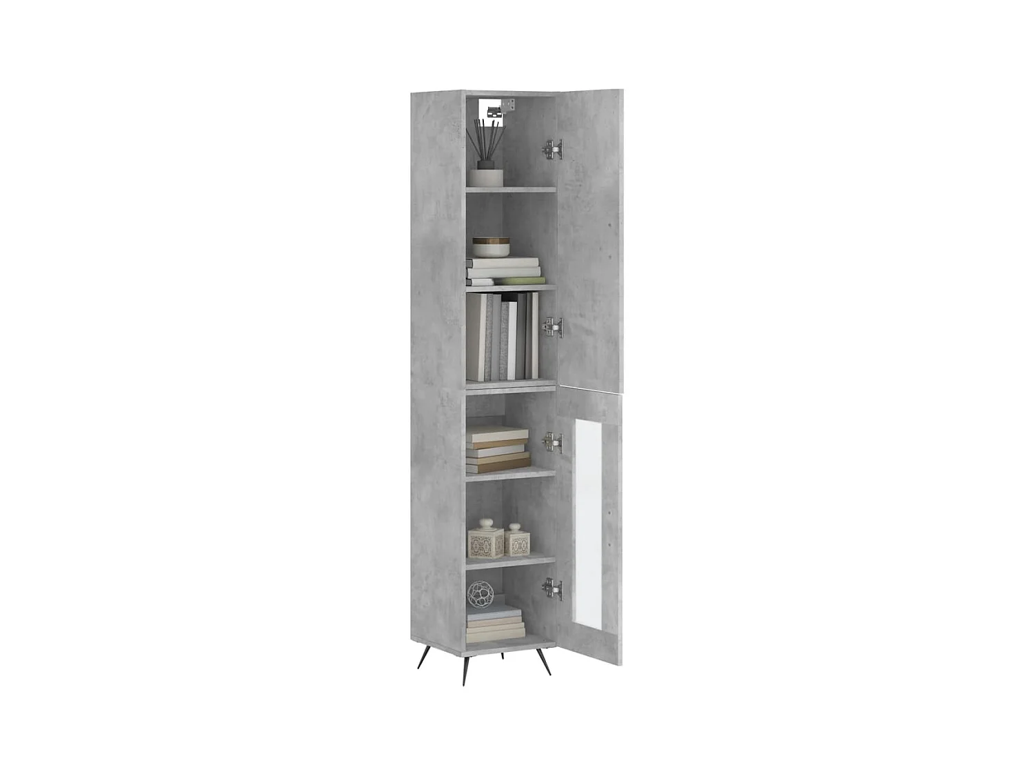 Credenza | Buffet | Armadio Grigio Cemento 34,5x34x180 cm in Legno Multistrato