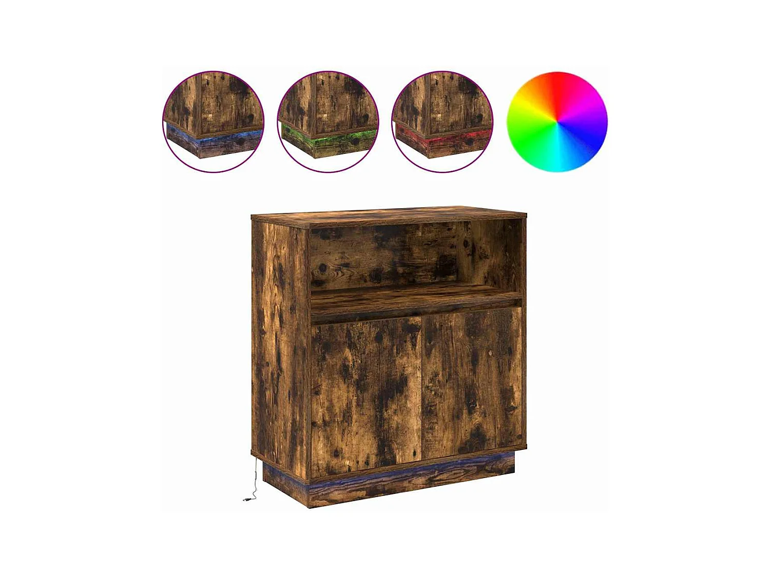 Sideboard | Credenza | Armadio con LED Rovere Affumicato 71x34,5x75 cm Legno Ingenerizzato