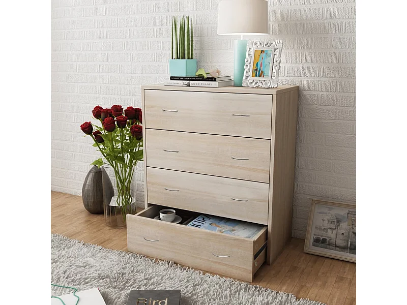 Credenza | Buffet | Armadio con 4 Cassetti 60x30,5x71 cm Colore Rovere