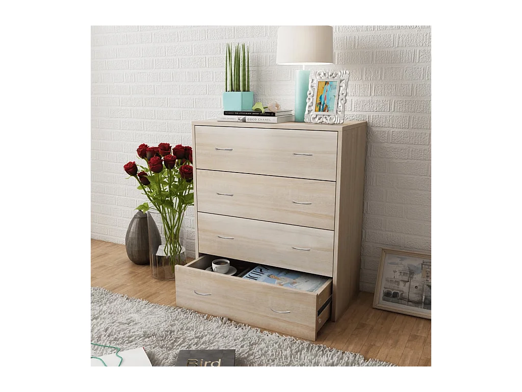 Credenza | Buffet | Armadio con 4 Cassetti 60x30,5x71 cm Colore Rovere