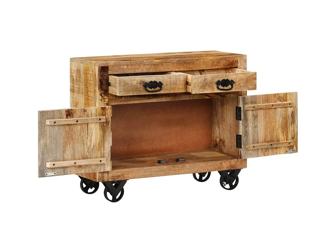 Buffet | Bahut | Meuble de rangement 80x30x65 cm bois de manguier brut massif