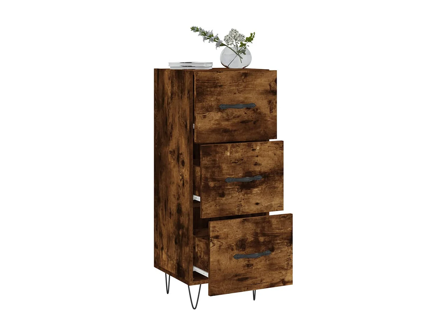 Buffet | Bahut | Meuble de rangement Chêne fumé 34,5x34x90 cm Bois d'ingénierie