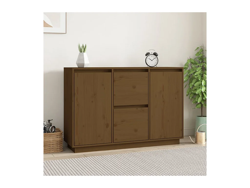 Credenza | Buffet | Armadio Marrone ambra 111x34x75 cm in Legno Massello di Pino