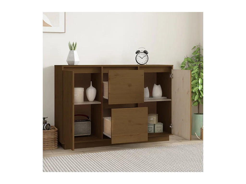 Credenza | Buffet | Armadio Marrone ambra 111x34x75 cm in Legno Massello di Pino