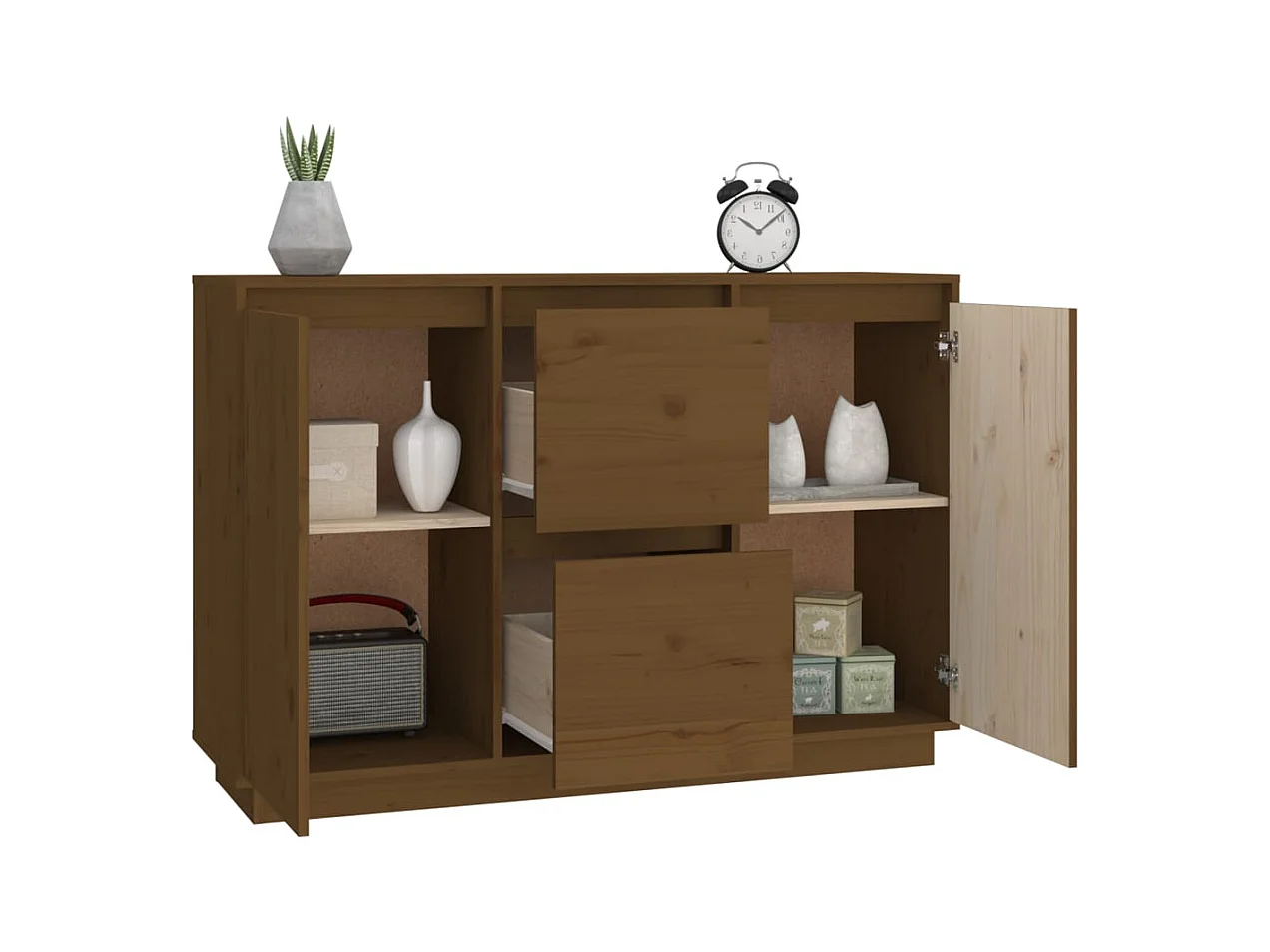 Credenza | Buffet | Armadio Marrone ambra 111x34x75 cm in Legno Massello di Pino