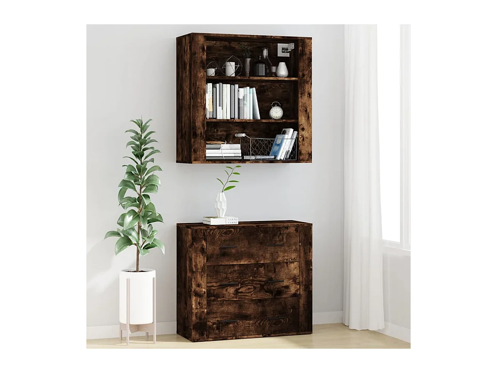 Buffet | Bahut | Meuble de rangement haut Chêne fumé Bois d'ingénierie