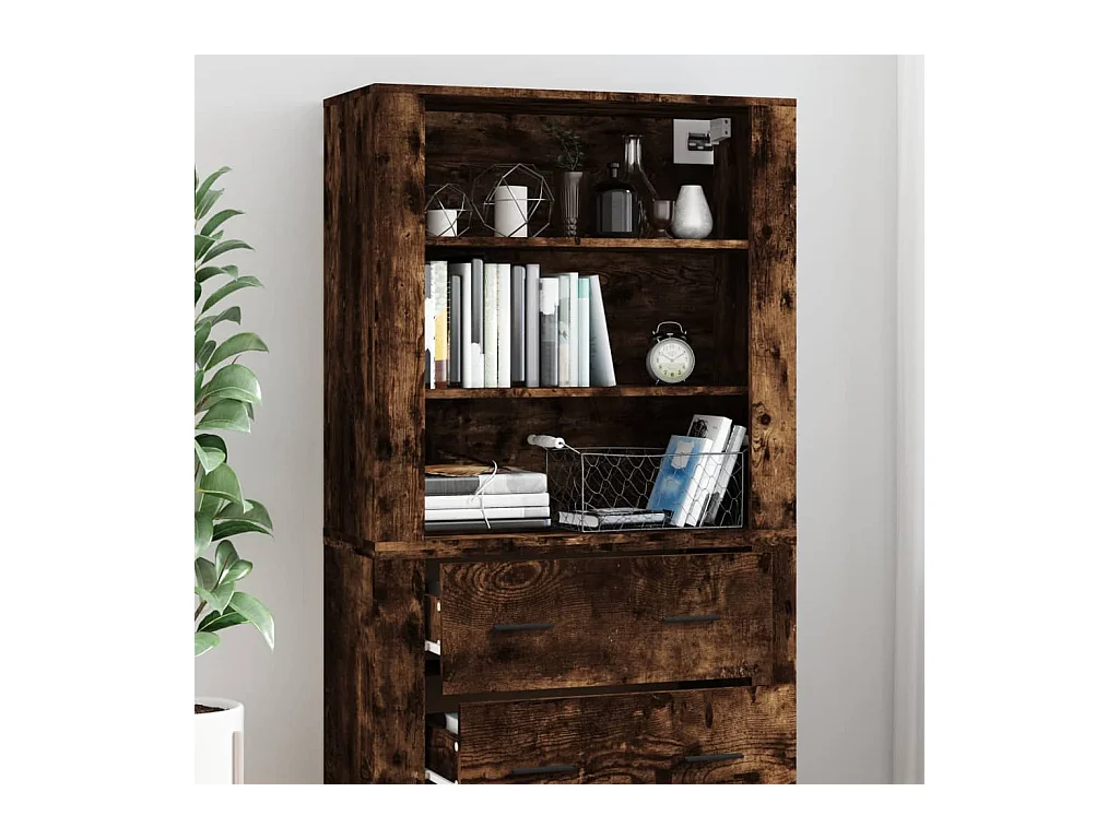 Buffet | Bahut | Meuble de rangement haut Chêne fumé Bois d'ingénierie