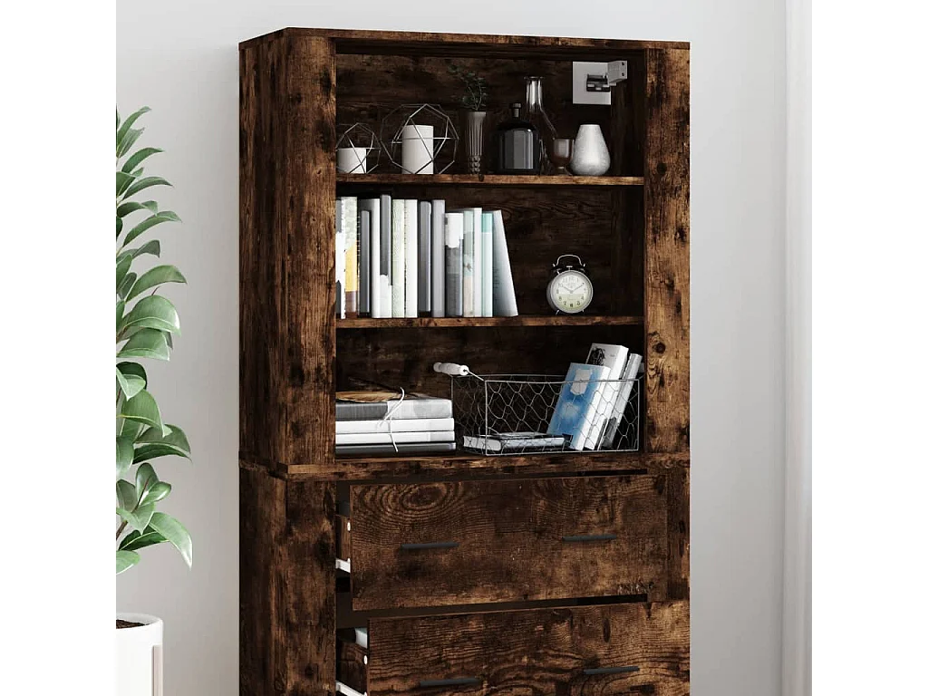 Buffet | Bahut | Meuble de rangement haut Chêne fumé Bois d'ingénierie