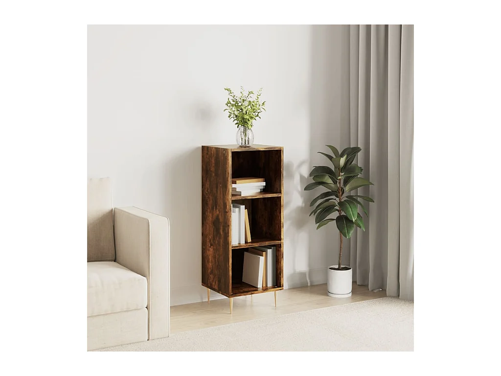 Buffet | Bahut | Meuble de rangement chêne fumé 34,5x32,5x90 cm bois d'ingénierie