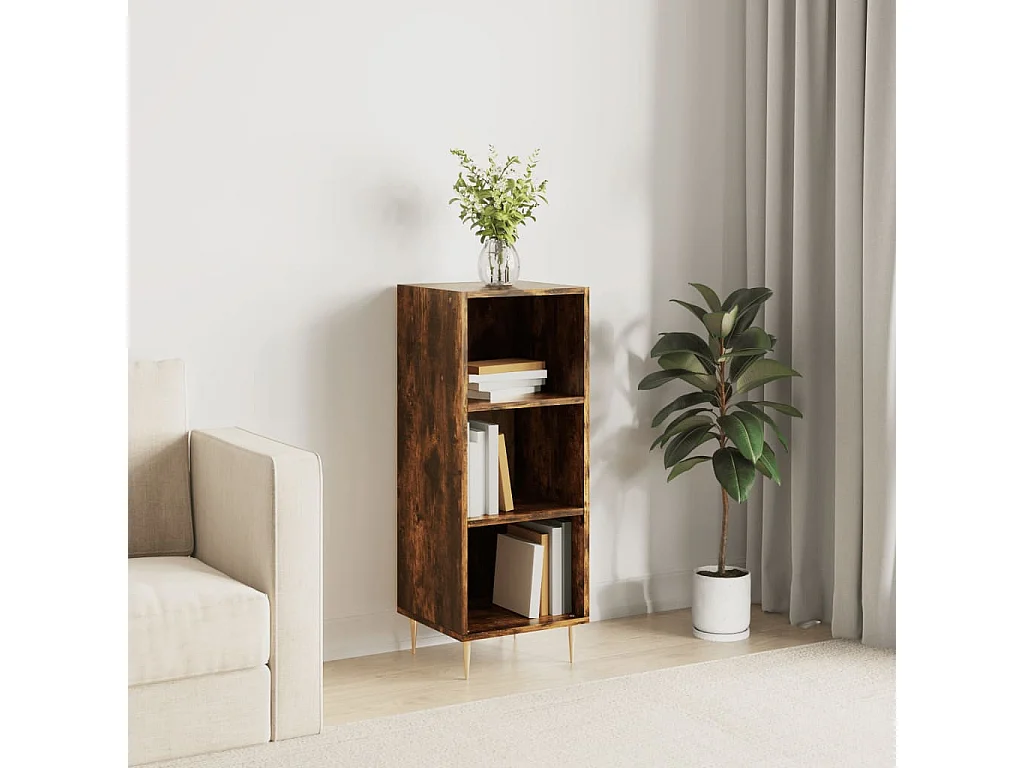 Buffet | Bahut | Meuble de rangement chêne fumé 34,5x32,5x90 cm bois d'ingénierie