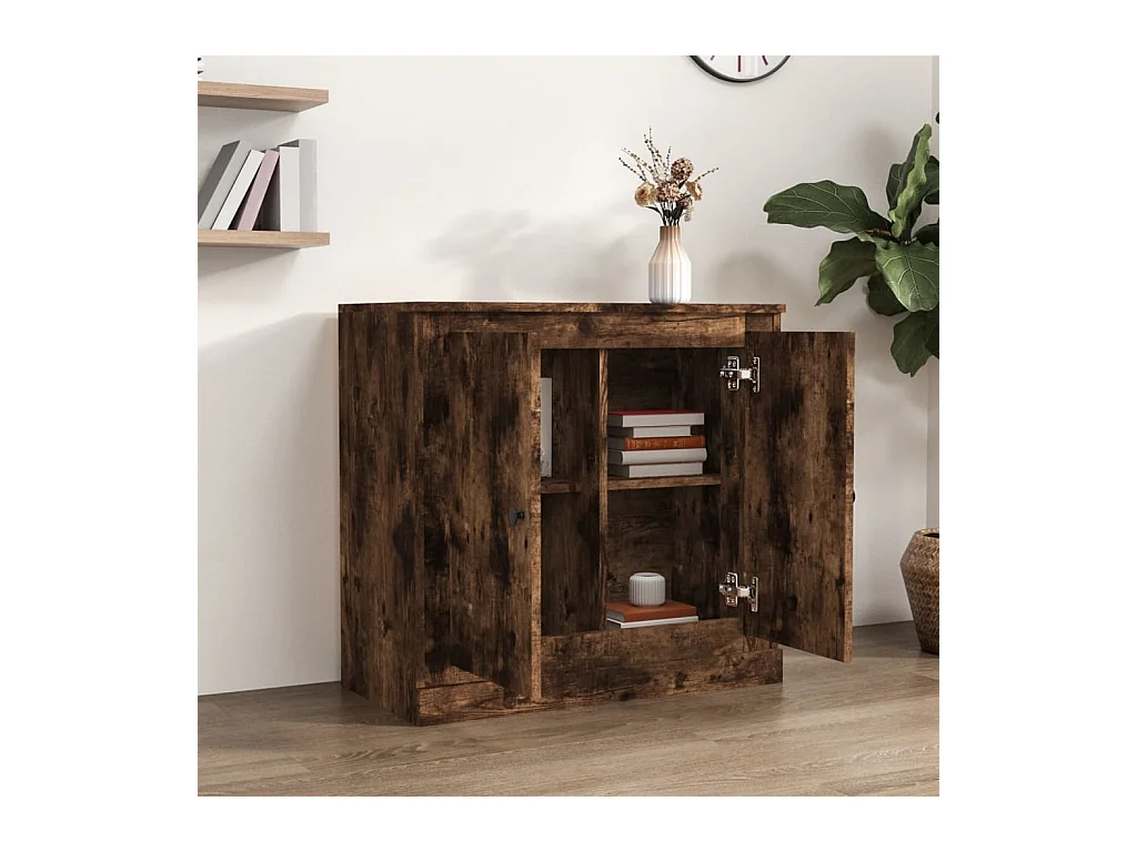 Credenza | Buffet | Armadio Rovere Fumo 70x35,5x67,5 cm in Legno Multistrato