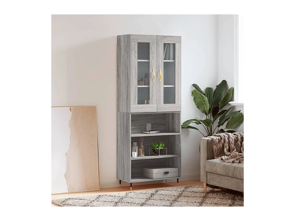 Credenza | Buffet | Armadio Grigio Sonoma 69,5x34x180 cm in Legno Multistrato