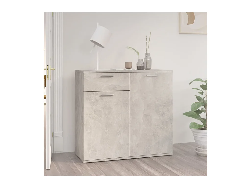 Buffet | Commode à tiroir | Meuble de rangement gris béton 80x36x75 cm bois d'ingénierie