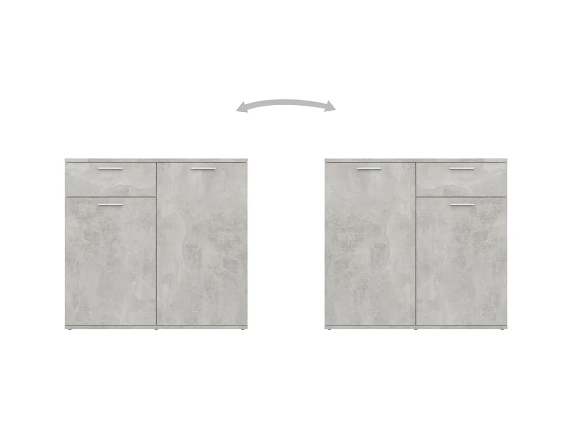 Buffet | Commode à tiroir | Meuble de rangement gris béton 80x36x75 cm bois d'ingénierie