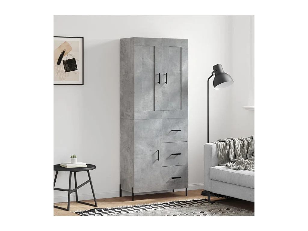 Credenza | Buffet | Armadio Grigio Cemento 69,5x34x180 cm in Legno Multistrato
