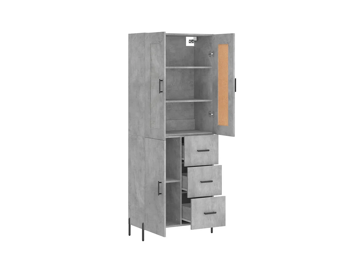 Buffet | Bahut | Meuble de rangement haut Gris béton 69,5x34x180 cm Bois d'ingénierie