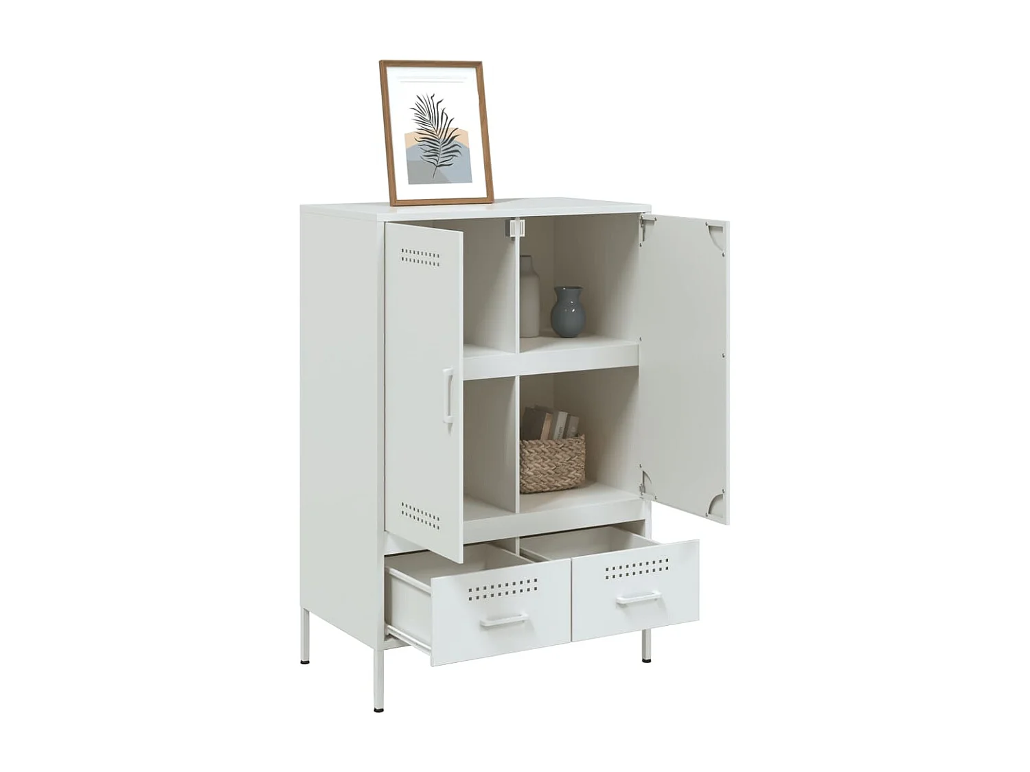 Credenza | Buffet | Armadio Bianca 68x39x101,5 cm in Acciaio