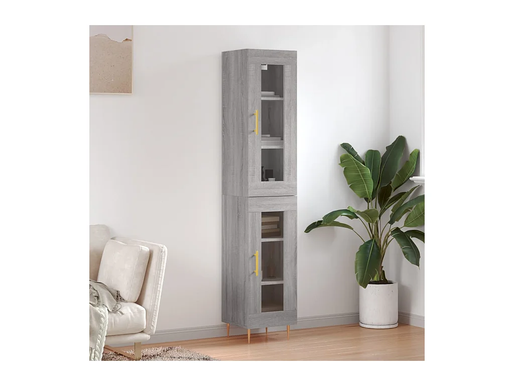 Buffet | Bahut | Meuble de rangement haut Sonoma gris 34,5x34x180 cm Bois d'ingénierie