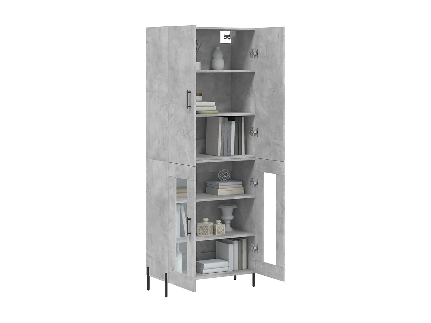 Buffet | Bahut | Meuble de rangement haut Gris béton 69,5x34x180 cm Bois d'ingénierie