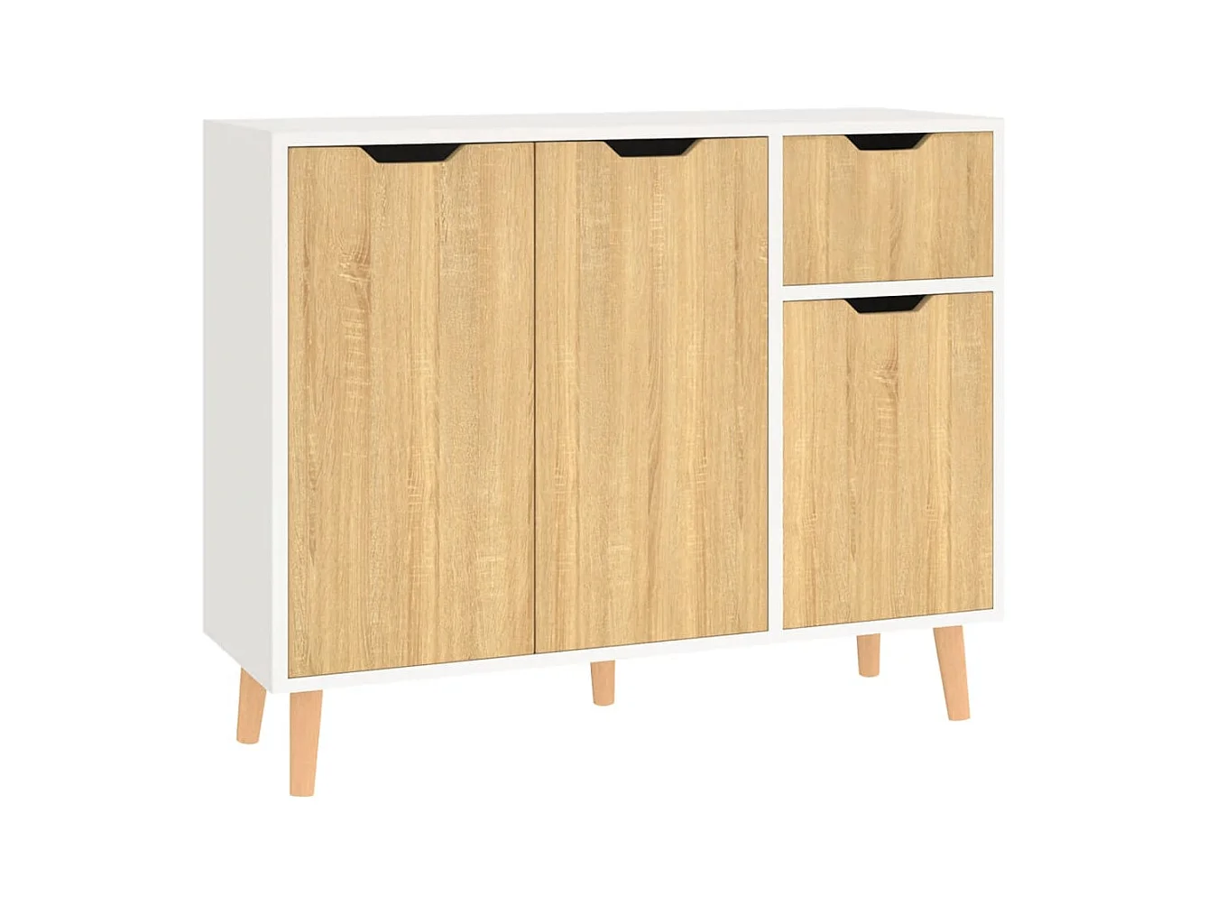 Buffet | Commode à tiroir | Meuble de rangement blanc et chêne sonoma 90x30x72 cm bois d'ingénierie