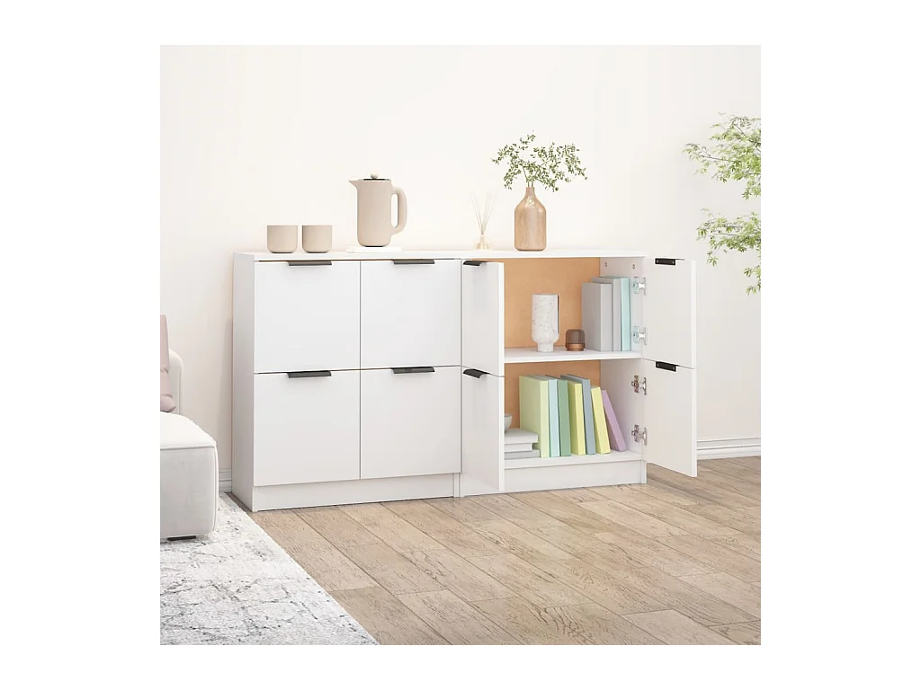 Credenze | Buffet | Armadi 2 pz Bianco 60x30x70 cm in Legno Multistrato