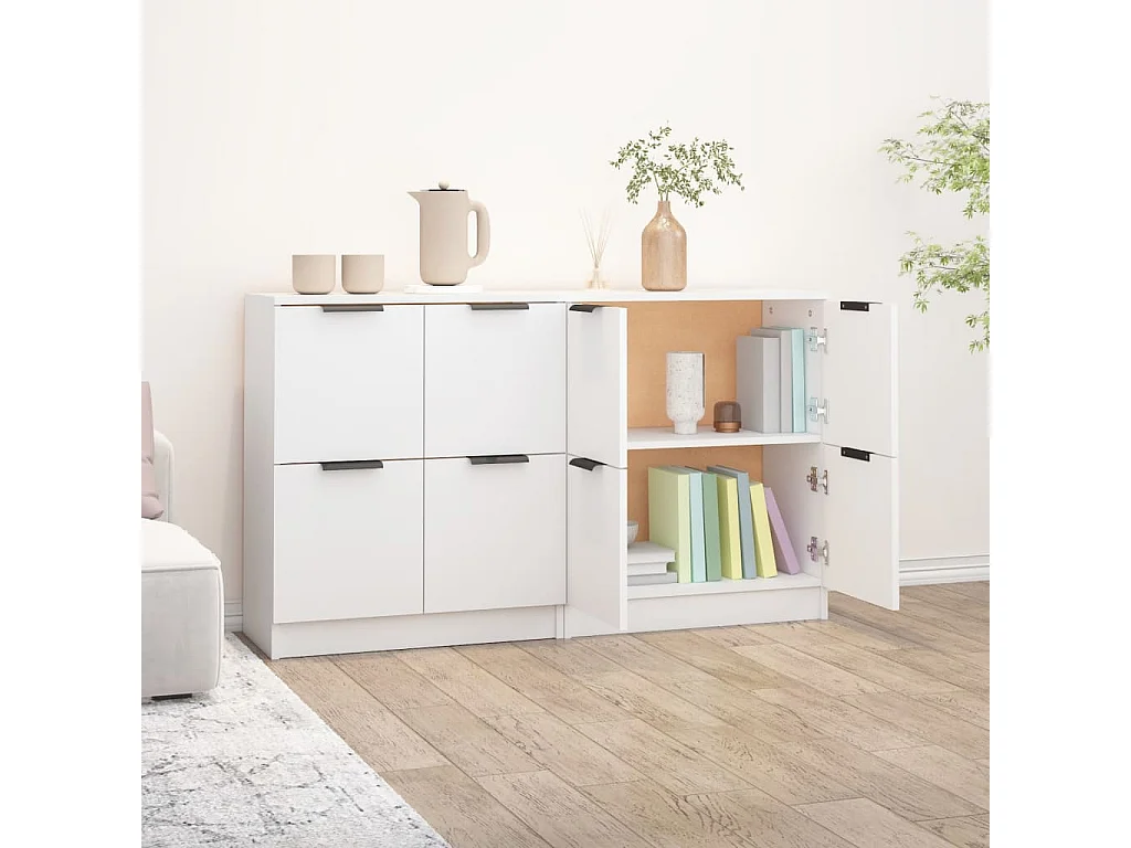 Buffets | Bahuts | Meuble de rangement 2 pcs blanc 60x30x70 cm Bois d'ingénierie