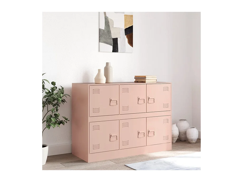 Credenza | Buffet | Armadio Rosa 99x39x73 cm in Acciaio