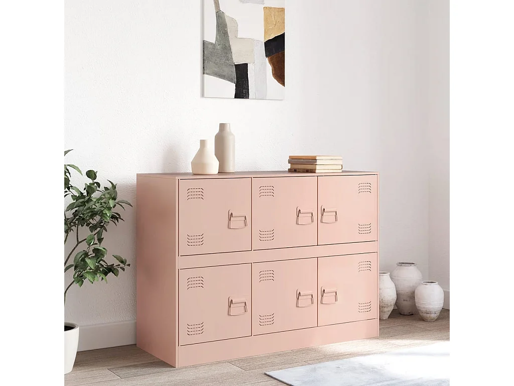 Credenza | Buffet | Armadio Rosa 99x39x73 cm in Acciaio