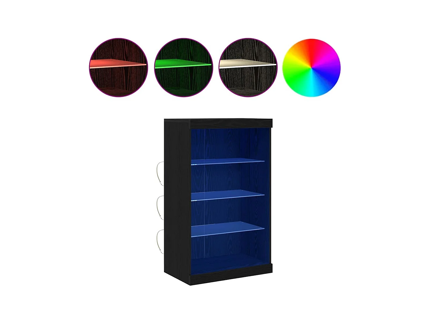 Buffet | Bahut | Meuble de rangement avec lumières LED Chêne Noir 60,5x37x100 cm