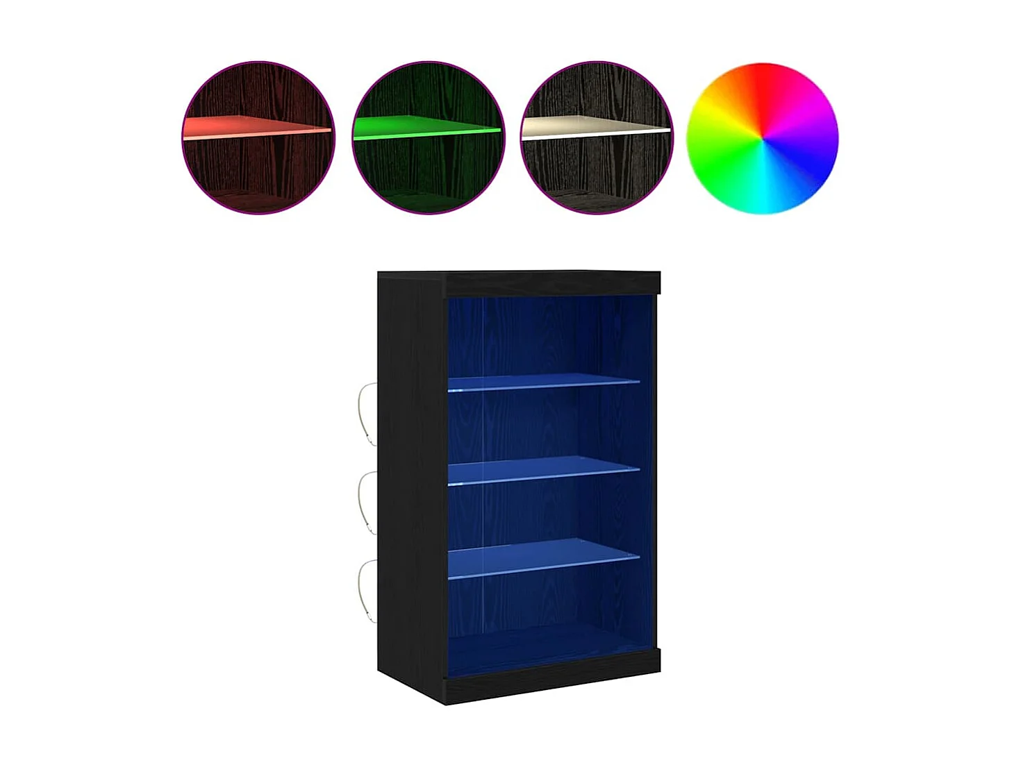 Buffet | Bahut | Meuble de rangement avec lumières LED Chêne Noir 60,5x37x100 cm