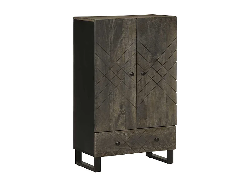 Credenza | Buffet | Armadio Nera 60x33x100 cm in Legno Massello di Mango