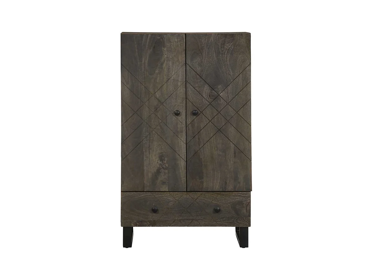 Credenza | Buffet | Armadio Nera 60x33x100 cm in Legno Massello di Mango