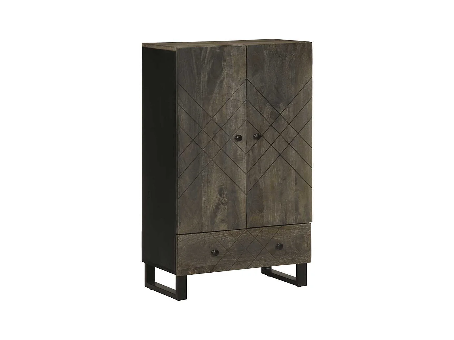Buffet | Bahut | Meuble de rangement noir 60x33x100 cm bois de manguier massif