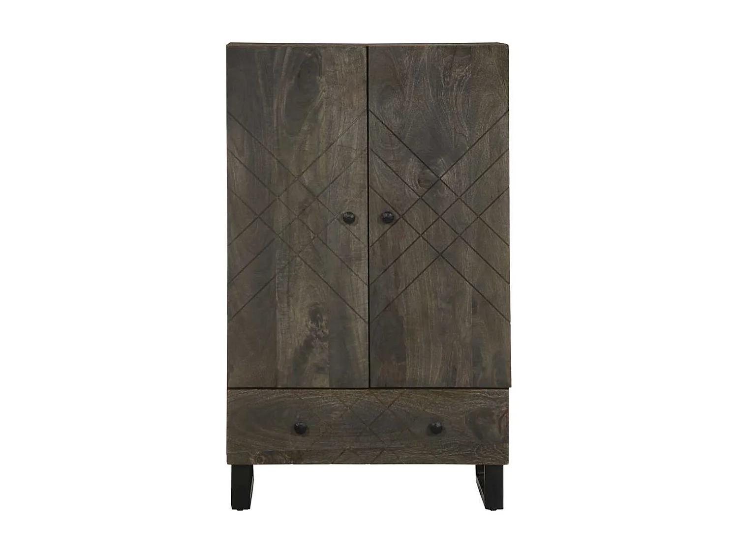 Credenza | Buffet | Armadio Nera 60x33x100 cm in Legno Massello di Mango