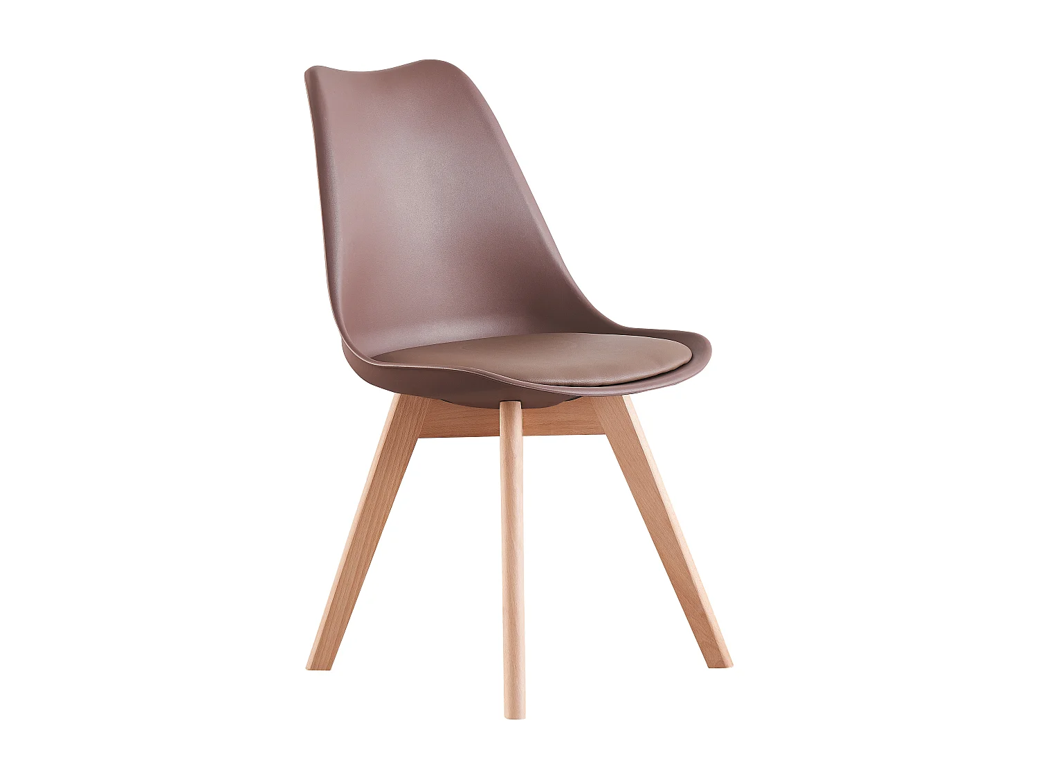 Ensemble de 4 chaises de salle à manger Lorenzo avec siège en similicuir élégant et pieds en bois massif - Parfait pour la salle à manger, le salon - Marron